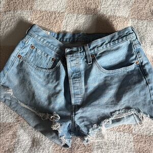 Levi's Light Blue Distressed Jean Shorts